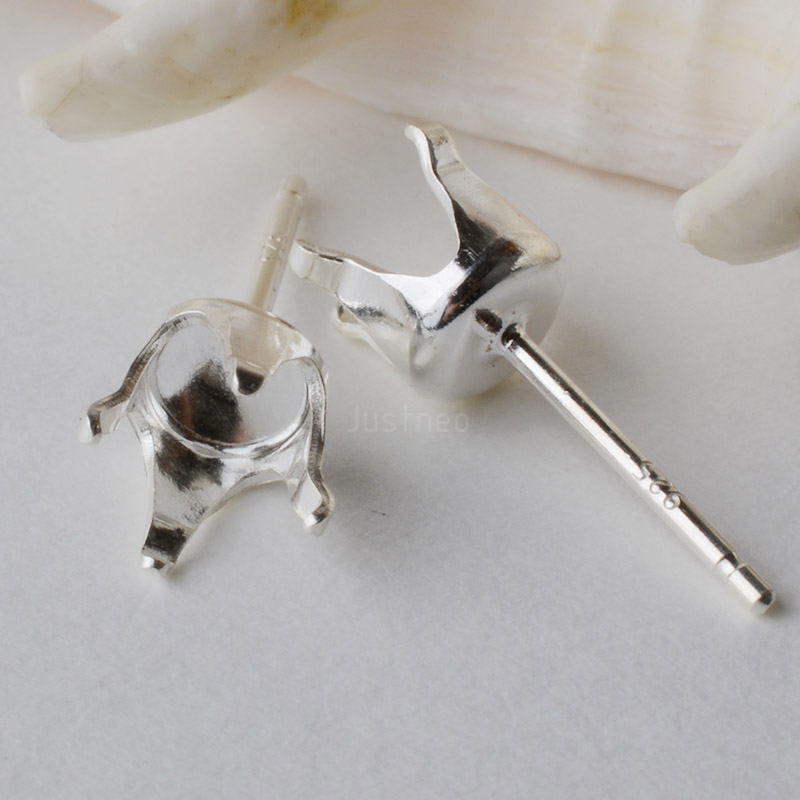 Hoop Earrings - Solid 925 Sterling Silver Snaptite Stud