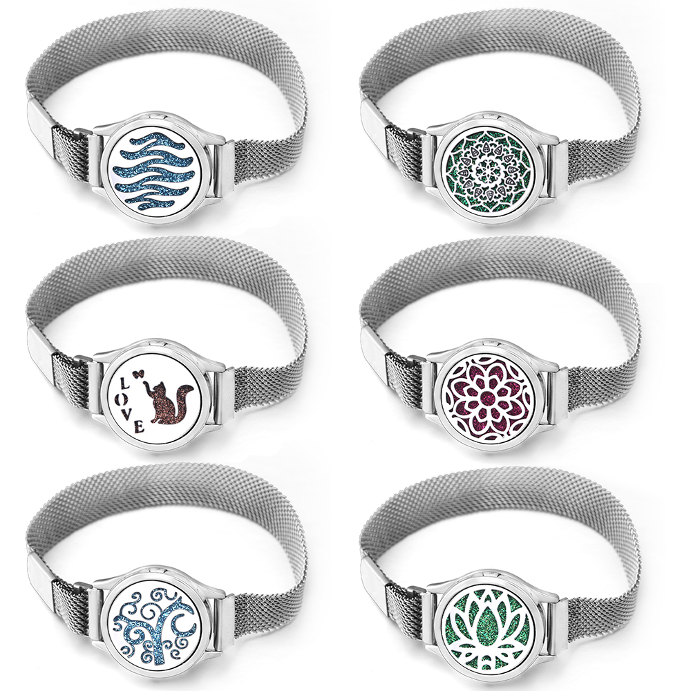 Jewelry Essentials Watches - Trendy Lotus Pattern Aromatherapy Locket Bracelet