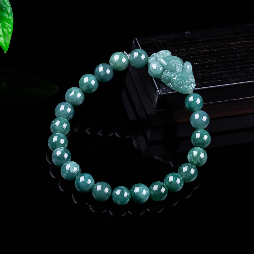 Jewelry & Watches Vitopoulos - Natural Burmese Jadeite Pixiu Bracelet Vintage