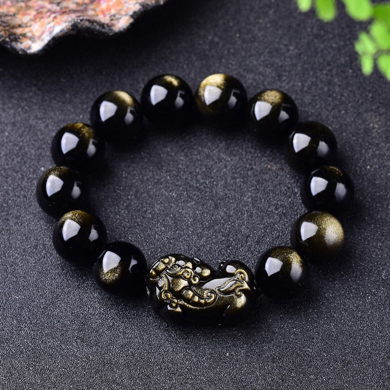 Gemstone Bracelet Healing - Natural Gold Obsidian Bracelet Men Women