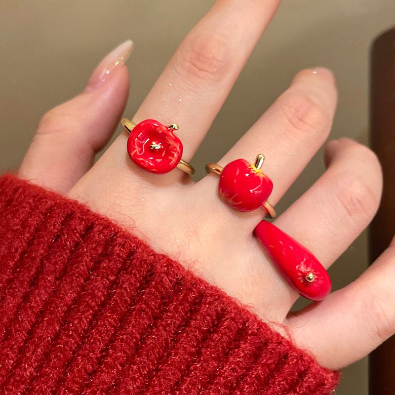 Eve Jewelry & Watches Distribuidor Oficial Rolex - Christmas Apple Ring Red Cute Open