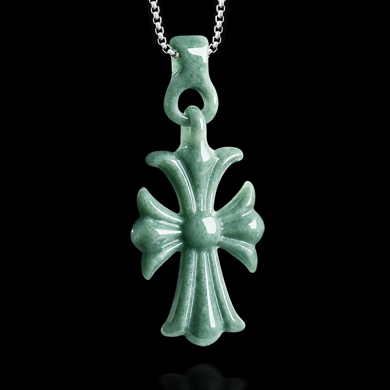 Jewelry & Watches Vitopoulos - Natural Burmese Jadeite Cross Pendant Necklace