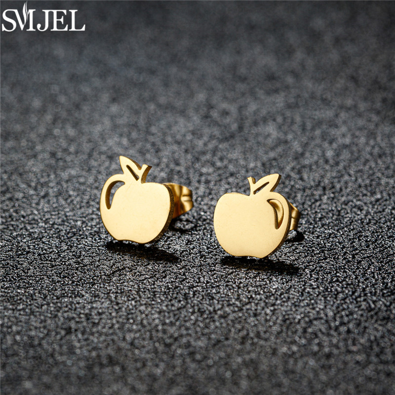 Eve Jewelry & Watches Distribuidor Oficial Rolex - Funny Stainless Steel Apple Stud Earrings