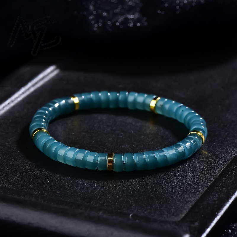 Jewelry & Watches Vitopoulos - Natural Jadeite Blue Water Abacus Beads