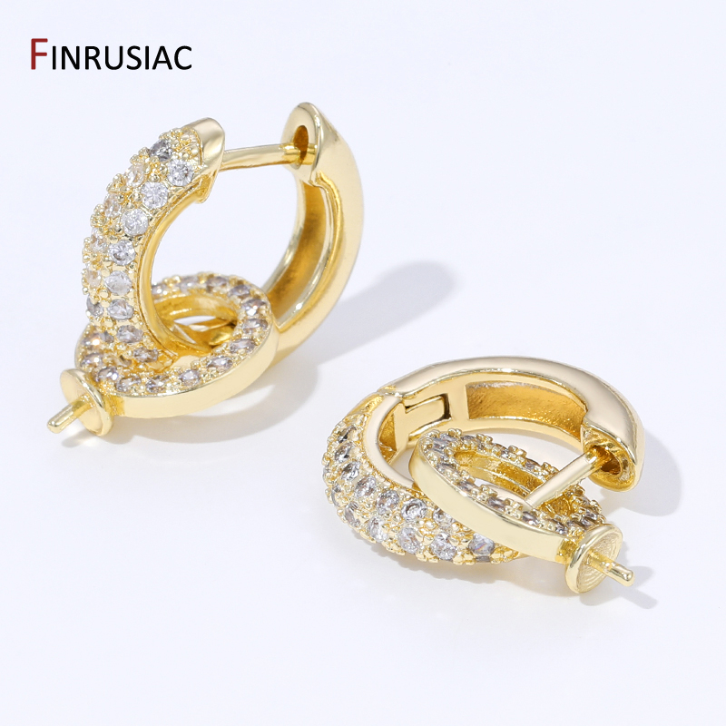 Hoop Earrings - 18K Gold Plated Brass Inlaid Zircon