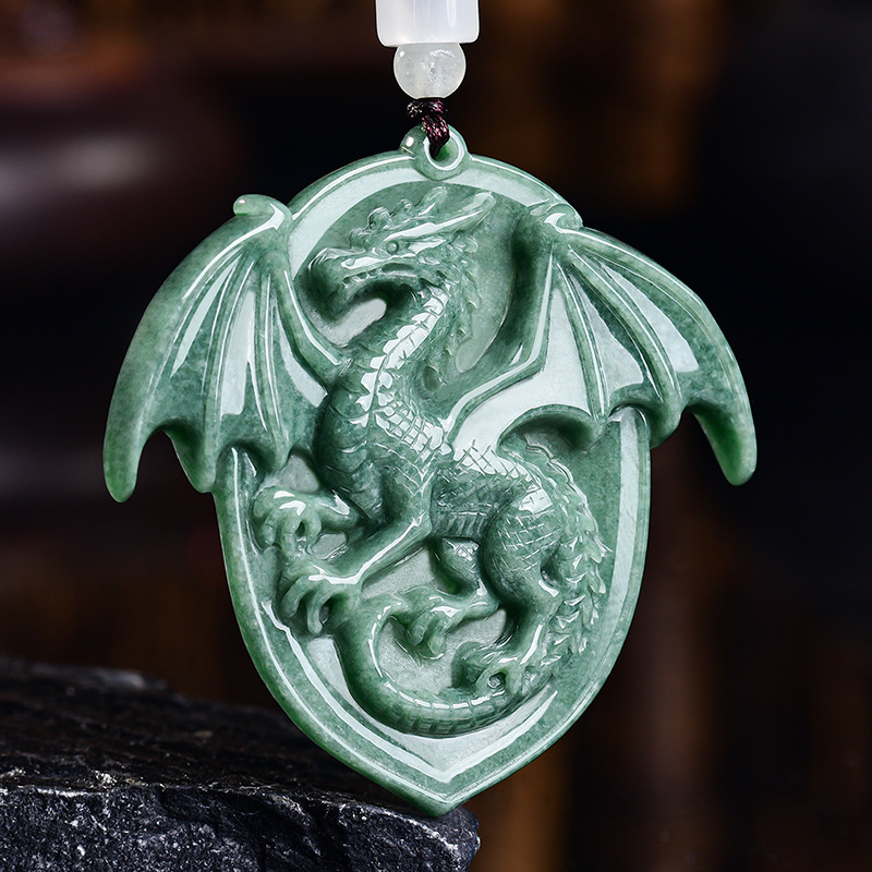 Jewelry & Watches Vitopoulos - Natural Burmese Jadeite Dragon Pendant Necklace
