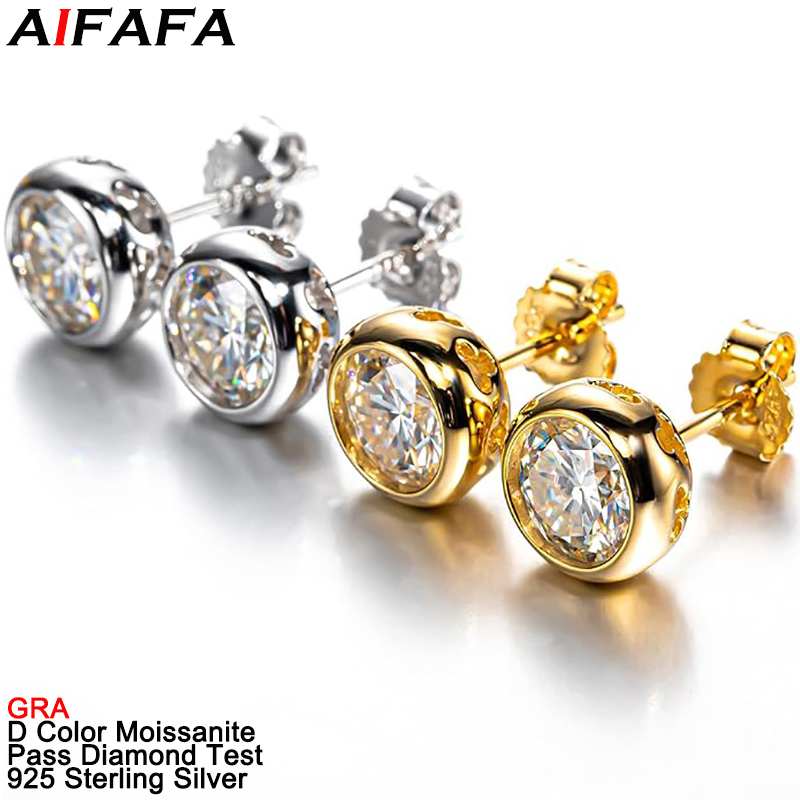 Diamond Stud Earrings - Real D Color Moissanite Diamond Stud