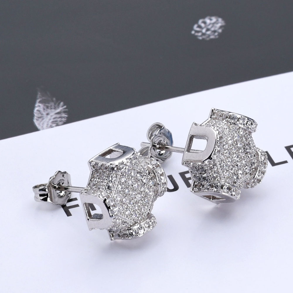 Diamond Stud Earrings - ESKEEM Fine Jewelry 12mm Iced Out