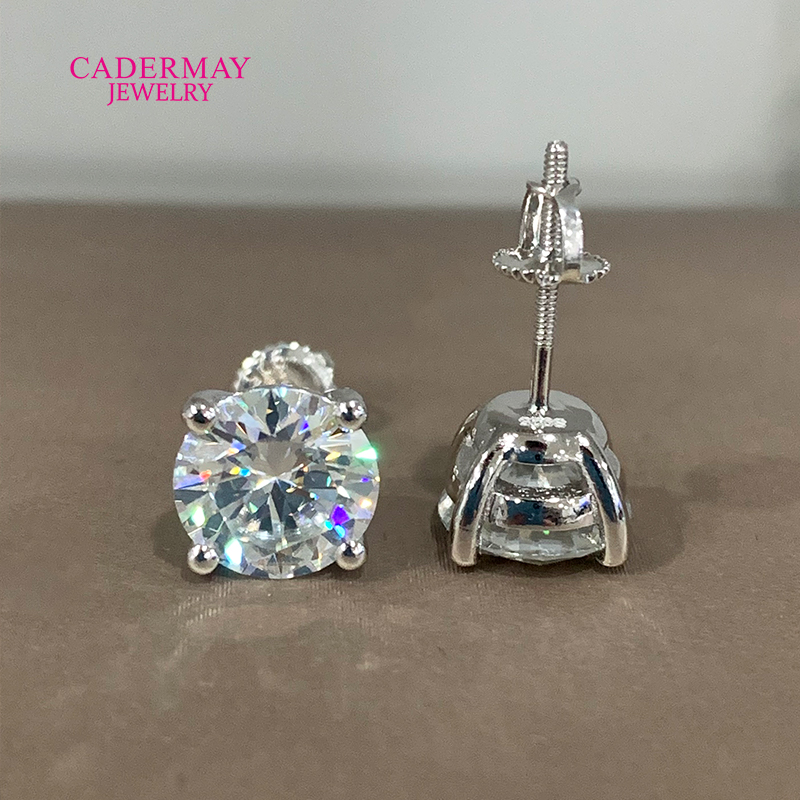 Diamond Stud Earrings - High Quality 4 Prongs Screw Back