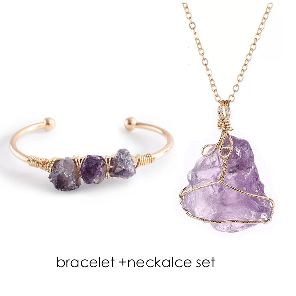 Gemstone Bracelet Healing - Natural Stone Open Cuff Bangles Healing