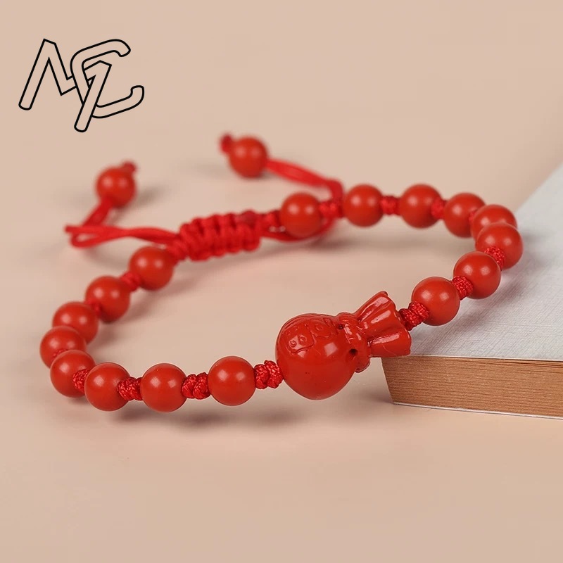 Genuine Red Cinnabar Lion Danc - Gemstone Bracelet Healing recension och pris