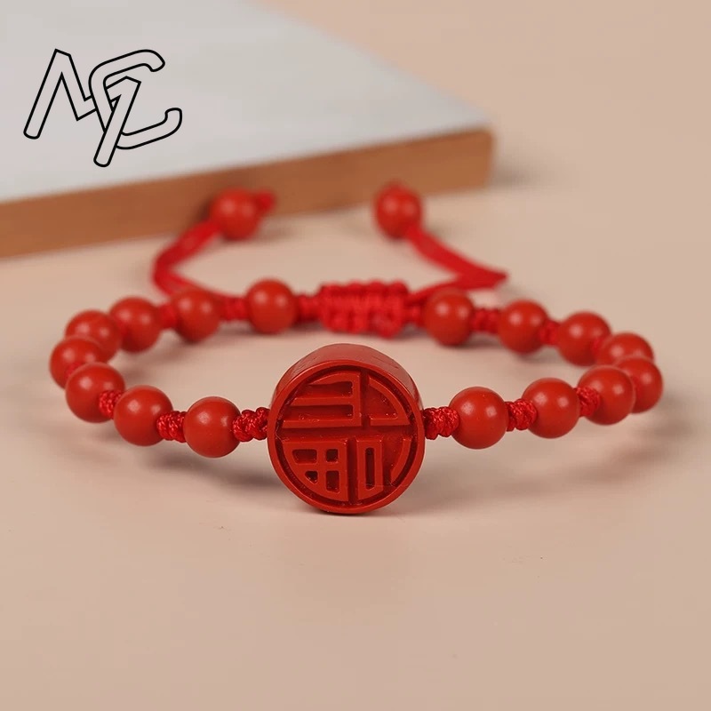 Genuine Red Cinnabar Lion Danc - Gemstone Bracelet Healing recension och pris