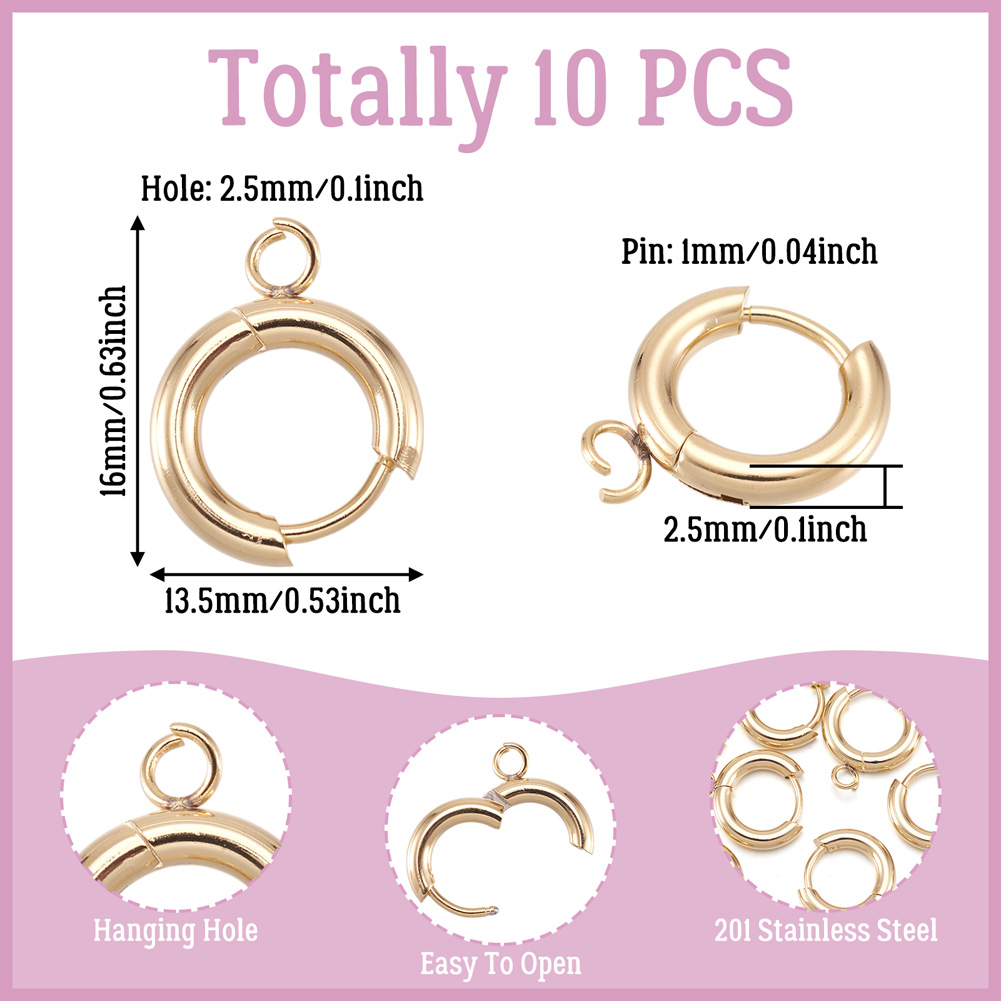 10pcs 201 Stainless Steel Hugg - Hoop Earrings recension och pris
