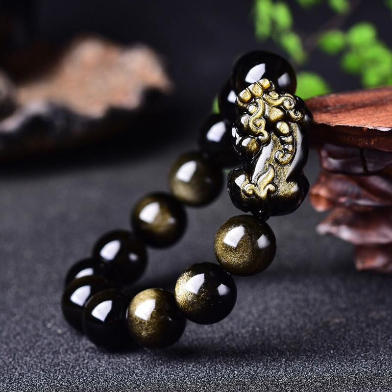 Natural Gold Obsidian Bracelet - Gemstone Bracelet Healing recension och pris