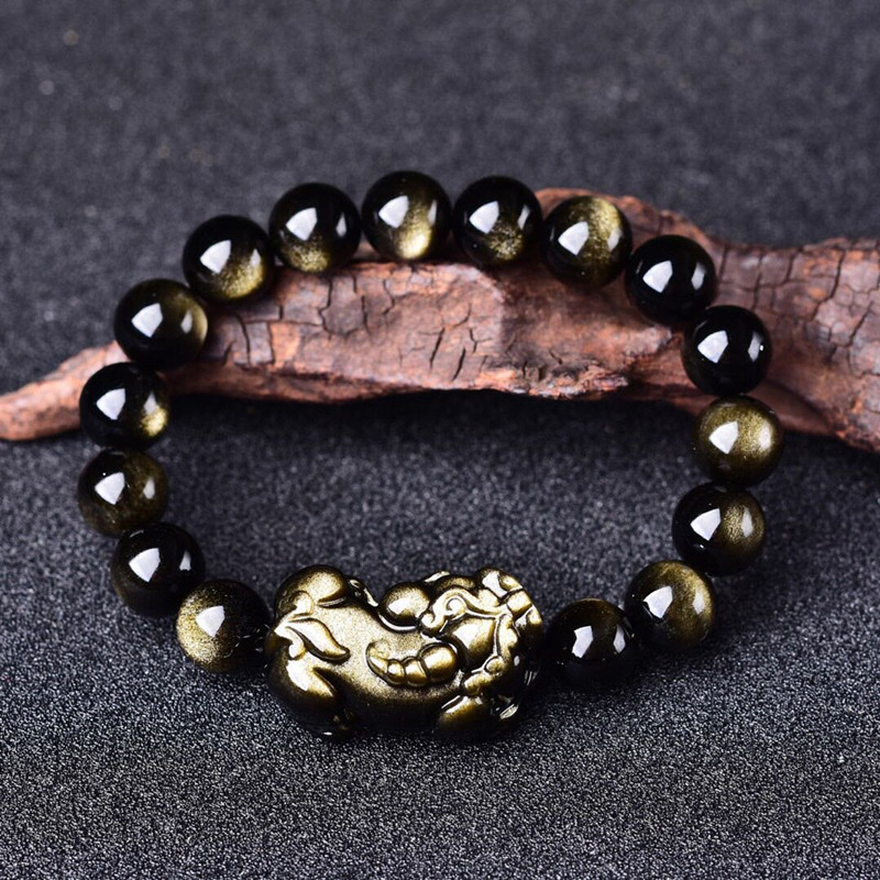 Natural Gold Obsidian Bracelet - Gemstone Bracelet Healing recension och pris