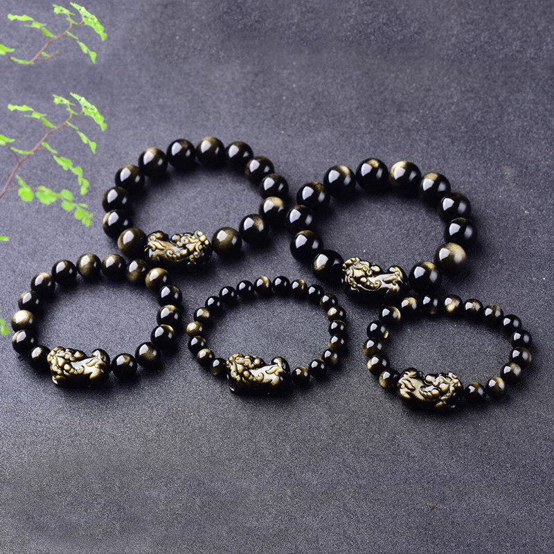 Natural Gold Obsidian Bracelet - Gemstone Bracelet Healing recension och pris