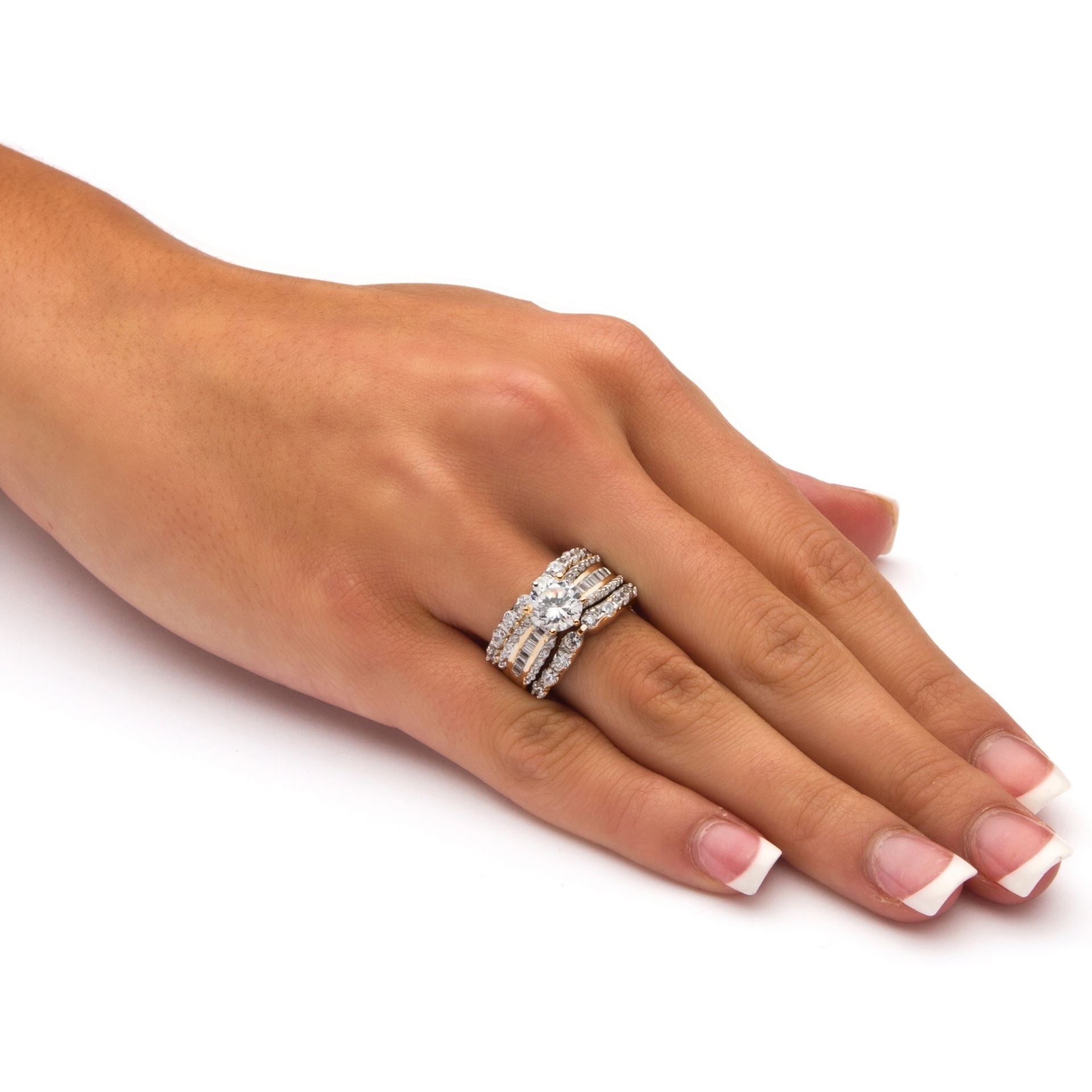 2pcs 100% 18K Gold Wedding Ban - Diamond Stud Earrings recension och pris