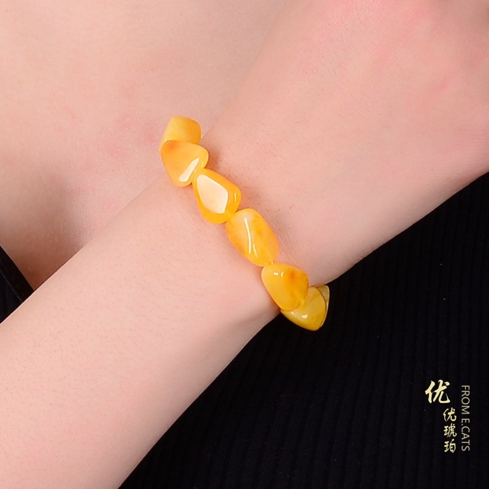 Genuine Natural Yellow Amber O - Gemstone Bracelet Healing recension och pris