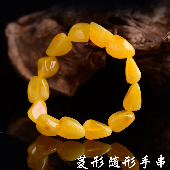 Genuine Natural Yellow Amber O - Gemstone Bracelet Healing recension och pris