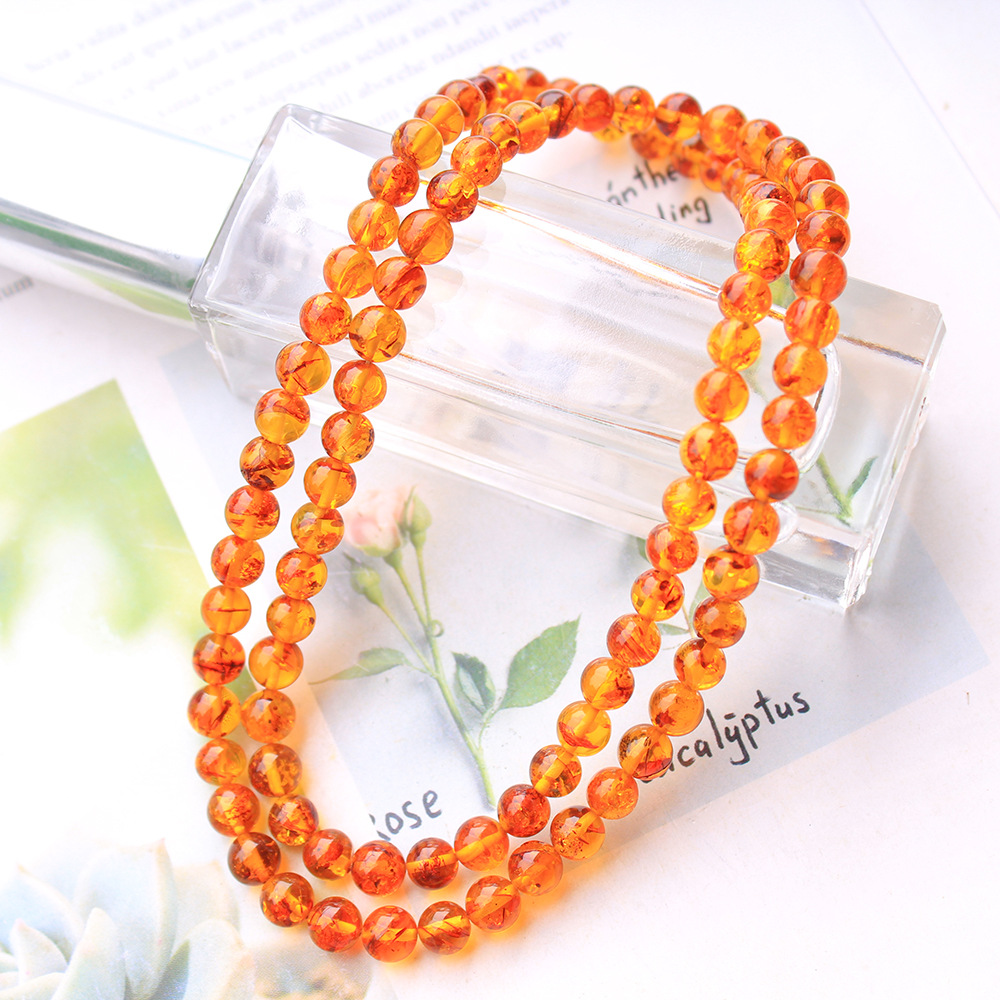 Natural Piebald Amber Orange 3 - Gemstone Bracelet Healing recension och pris