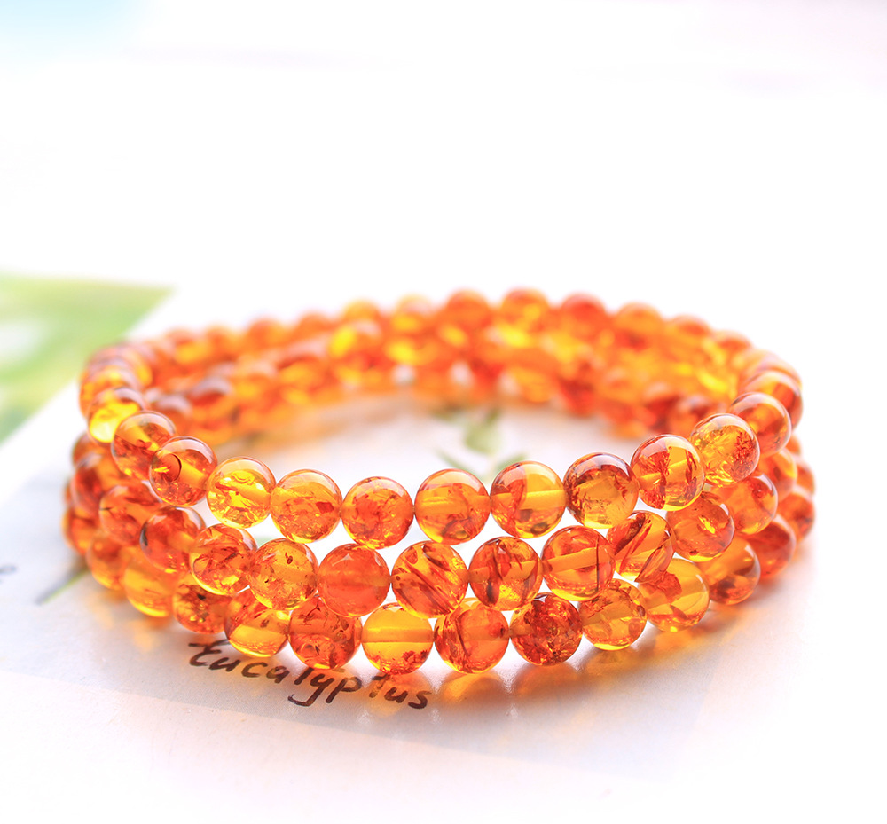 Natural Piebald Amber Orange 3 - Gemstone Bracelet Healing recension och pris