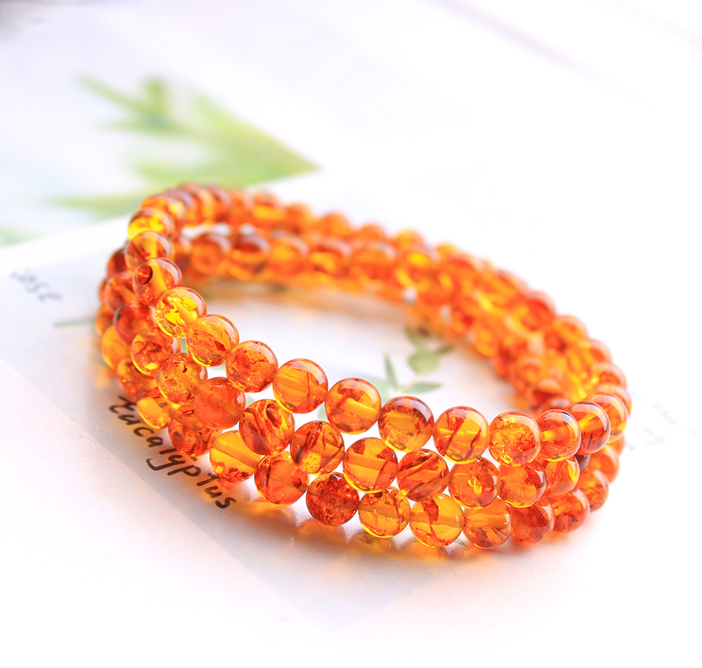 Natural Piebald Amber Orange 3 - Gemstone Bracelet Healing recension och pris