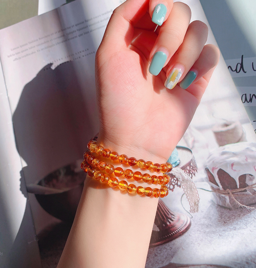 Natural Piebald Amber Orange 3 - Gemstone Bracelet Healing recension och pris