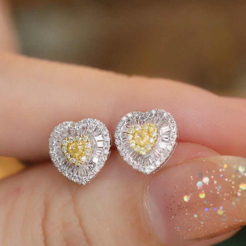 Aazuo Real 18K Solid White Gol - Diamond Stud Earrings recension och pris
