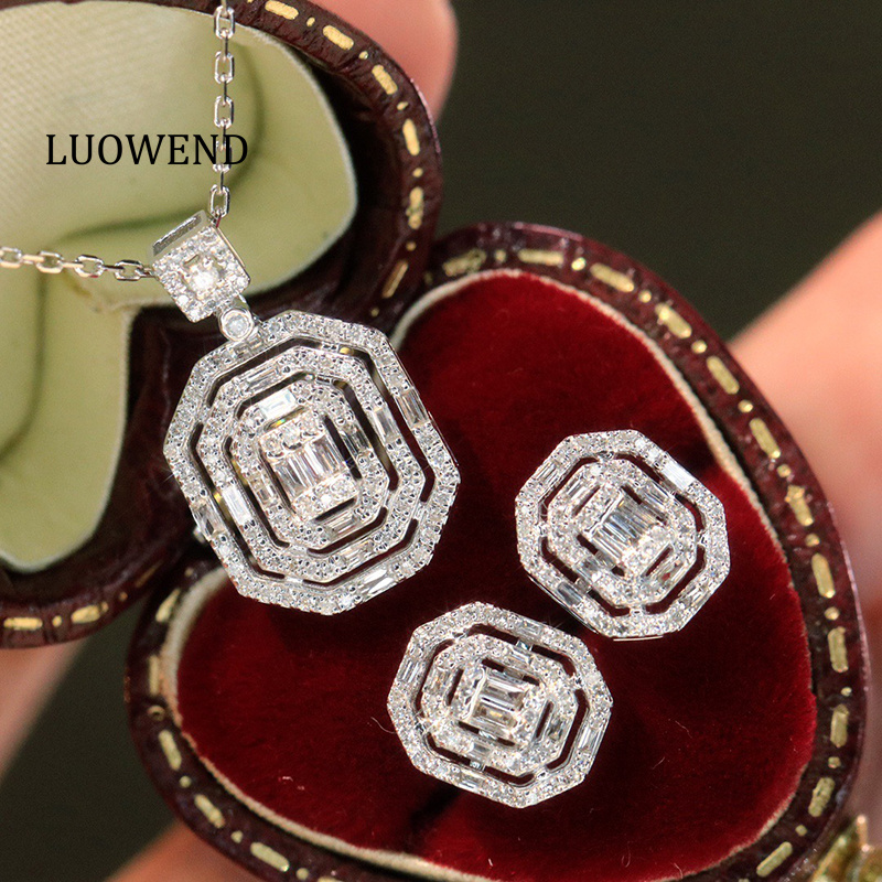 LUOWEND 100% 18K White Gold Ea - Diamond Stud Earrings recension och pris