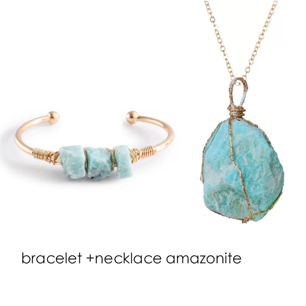 Natural Stone Open Cuff Bangle - Gemstone Bracelet Healing recension och pris